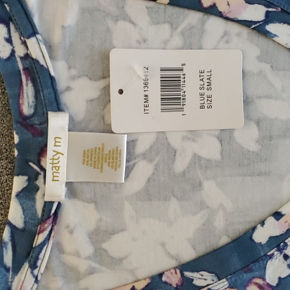 🆕️ Matty M Blue Slate Floral Faux Wrap Pullover Dress SIZE: S - Picture 14 of 14